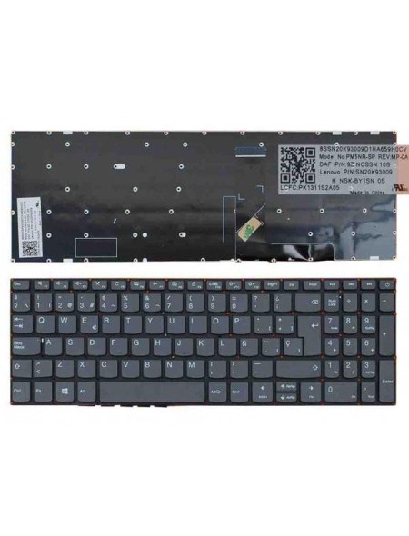Teclado compatible para portátil LENOVO IdeaPad 320-15abr / 320-15ast / 320-15isk / sn20k82487 / sin marco / Win 8 / Gris